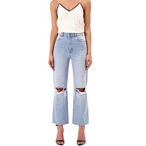 ROLLA'S Heidi High Rise Loose Straight Wide Leg Worn Wash Distressed Knee Sz 28